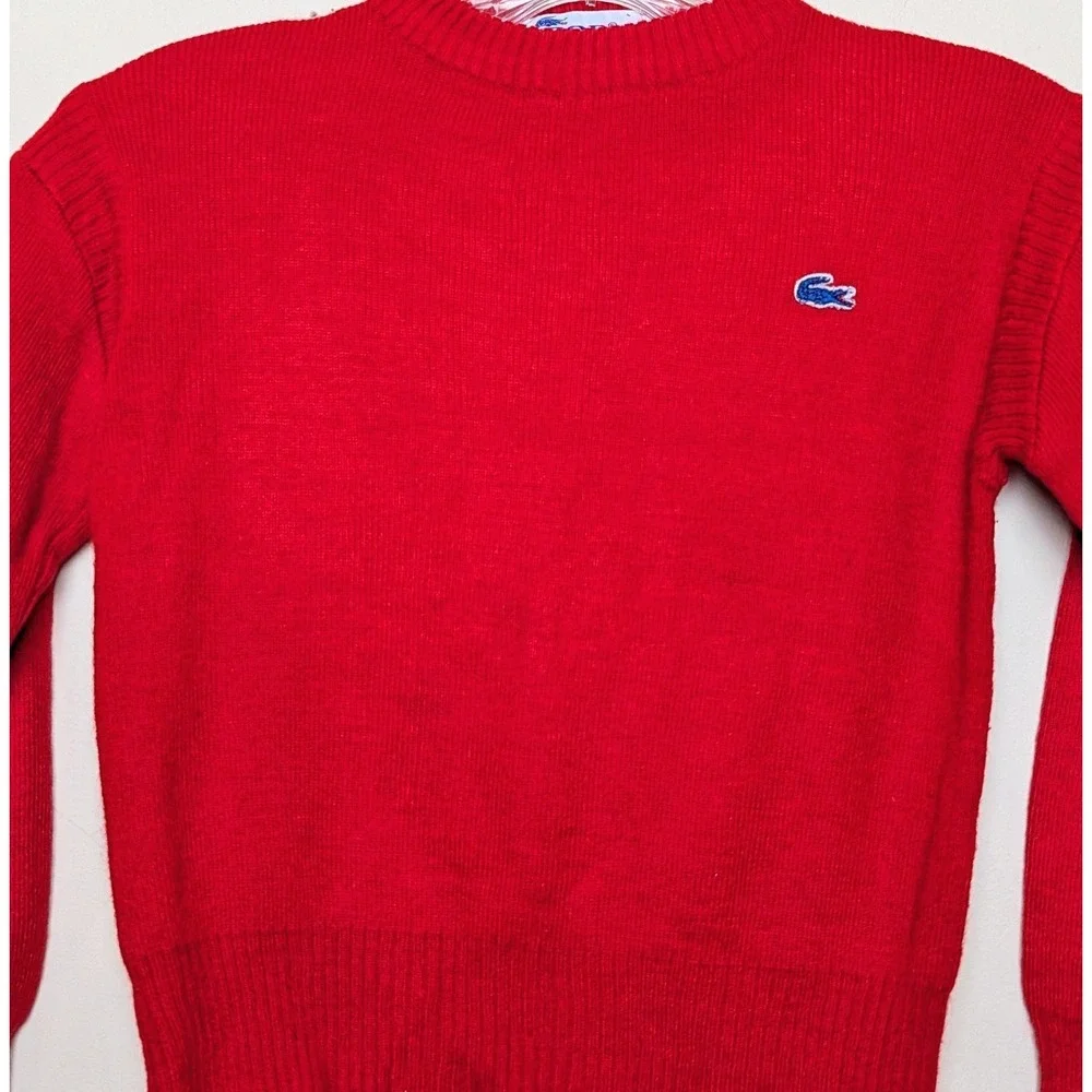 IZOD Lacoste for Girls‎ 70s Red Pullover Sweater Crocodile Logo Size 5-6